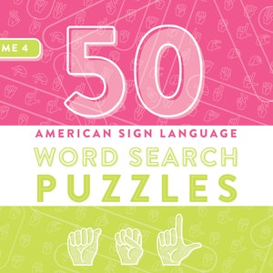ASL Woordzoekpuzzels - Vol. 4, afdrukbare Amerikaanse gebarentaal, PDF direct downloaden, vingerspelling leren, ASL-activiteit