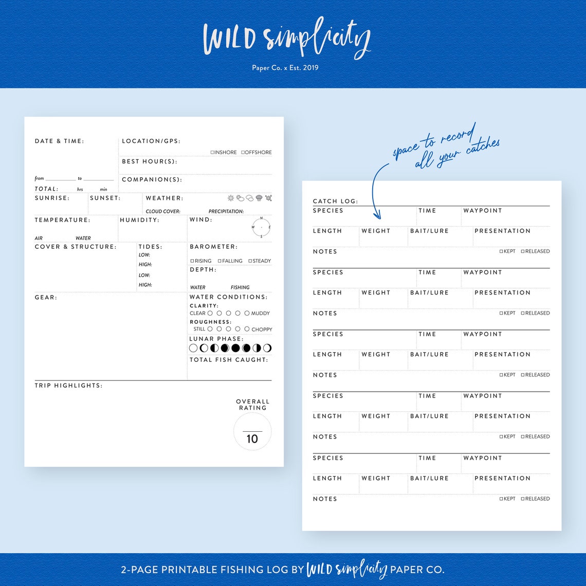 Saltwater Fishing Log | Printable PDF | Outdoor Adventure Journal ... Saltwater Fishing Log | Printable PDF | Outdoor Adventure Journal ...