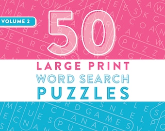 Large Print Word Search Puzzles — Vol. 2, Printable Word Games, Easy-To-Read Extra Large Font, Instant Download PDF, Challenging Puzzles