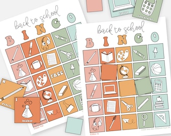 Back to School Bingo, Printable Bingo Game, Instant Download PDF, Activity For Kids, Homeschool, Classroom