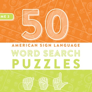 ASL Woordzoekpuzzels - Vol. 3, Amerikaanse gebarentaal afdrukbaar, PDF direct downloaden, vingerspelling leren, ASL-activiteit