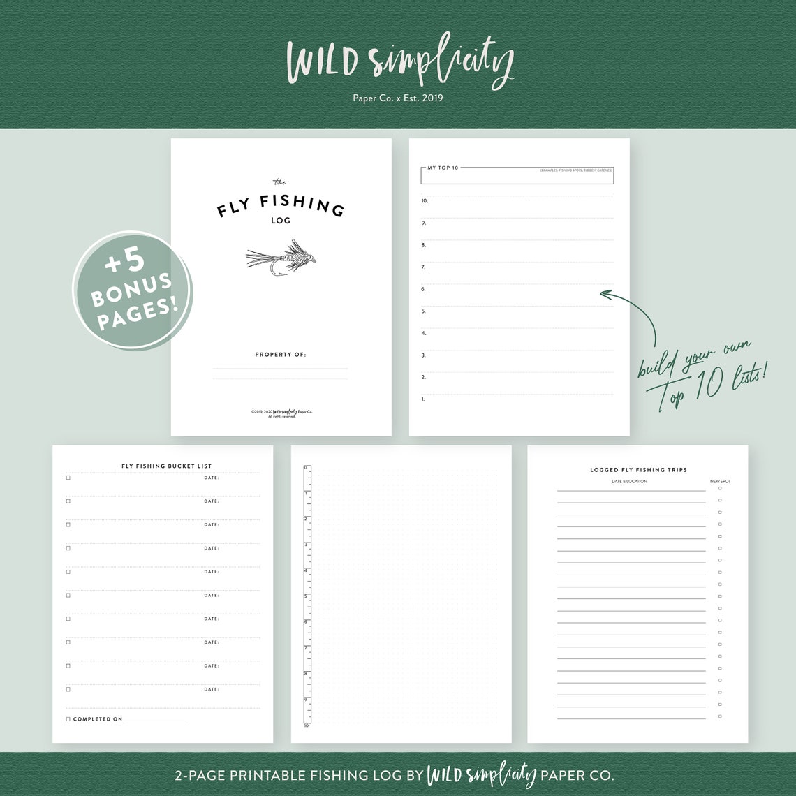 Fly Fishing Log Printable PDF Outdoor Adventure Journal & Bucket List