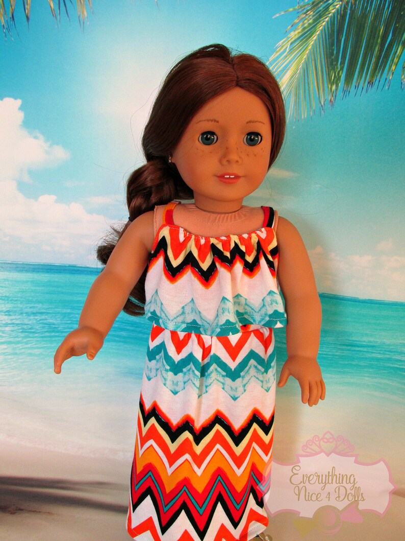Orange/Blue Chevron Maxi Beach doll dress Blue Maxi dress Etsy