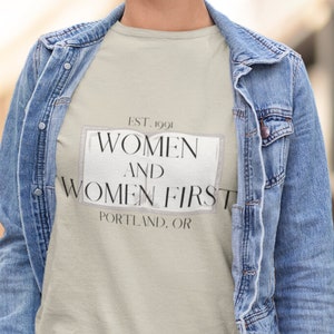 Women and Women First Feminist Bookstore Shirt | Portlandia TV Show funny graphic tshirt | feminism bookish tee | Adult Youth Unisex