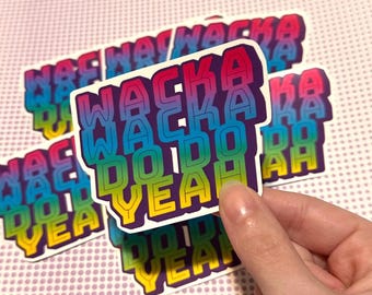 Wacka Wacka Do Do Yeah Weird Al Vinyl Sticker, Albuquerque 80s music retro rainbow design