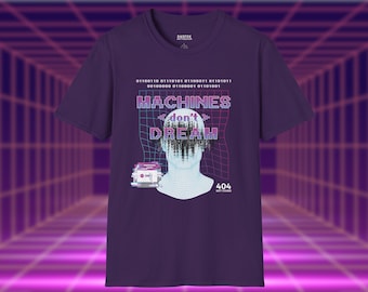 Machines Don't Dream vaporwave Anti Gen AI shirt, cyberpunk webcore graphic tshirt