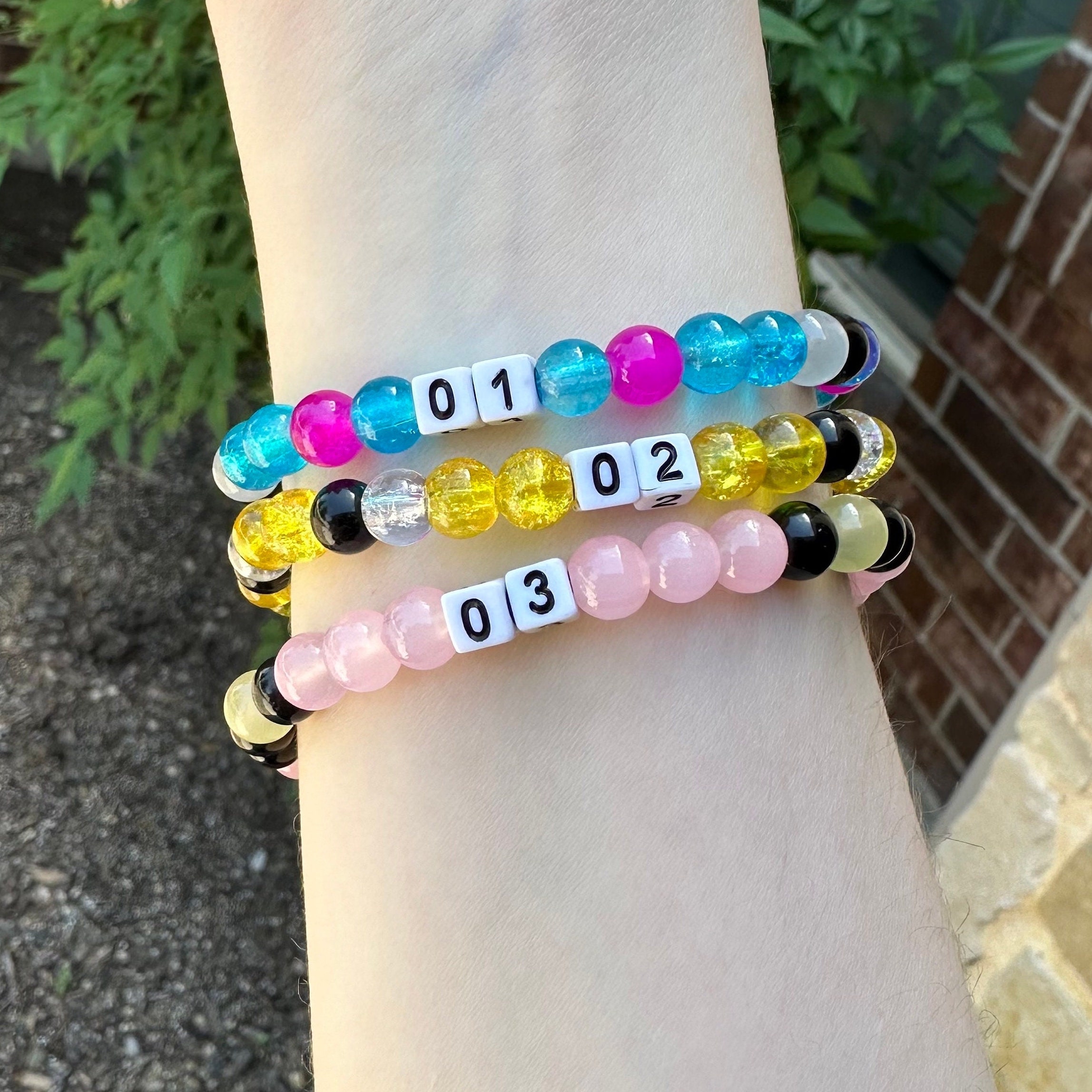 OOAK Vocaloid Anime Beaded Charm Bracelet: OOAK Neon Kandi Rave