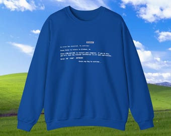The Blue Sweatshirt of Death | 90s Vaporwave webcore funny retro shirt | nerdy vintage cyberpunk graphic tshirt | Youth Adult Unisex