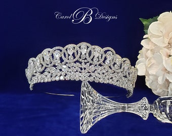 Bridal Tiara, Wedding Tiara with AAA Cubic Zirconia