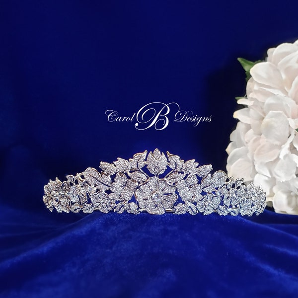 Bridal Tiara, Wedding Tiara LILY, Cubic Zirconia Wedding Headpiece, Wedding Crown, Crystal WeddingTiara