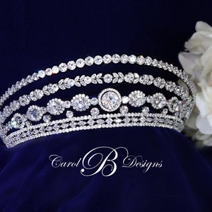 Bridal Tiara, Grecian Royal Tiara, Crystal Wedding Tiara, Silver Bridal Crown