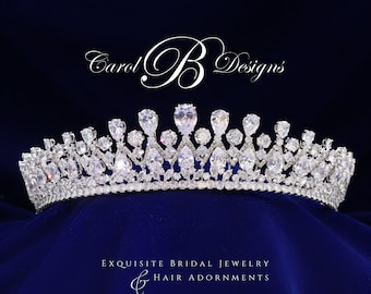 Bridal Tiara, VICTORIA Wedding Tiara, Royal Crystal Crown