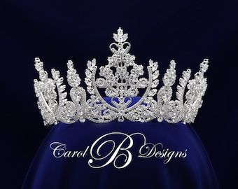 Silver Bridal Tiara, Wedding Tiara, Bridal Crown Cubic Zirconia Headpiece