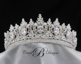 Silver Bridal Tiara, Wedding Tiara, TETONIA II Bridal Crown, Crystal Headpiece Tiara
