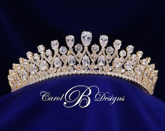 Bridal Tiara, Gold VICTORIA Tiara, Royal Wedding Crown
