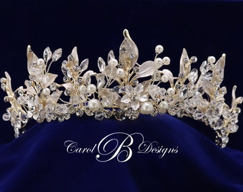 Bridal Fairy Wedding Tiara, Crystal & Pearl Woodland Tiara