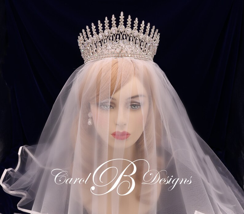 Regal Bridal Tiara, Royal Wedding Crown, Large Bridal Tiara, Tall Tiara