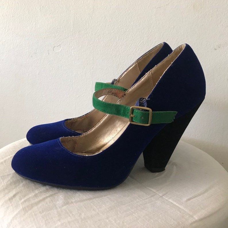 blue velvet mary janes