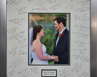 20x24 Signature Mat Kit  WITH Frame. silver, White or Black Signature Mat. Personalized for your wedding Top Selling Item -Silver Frame 9940