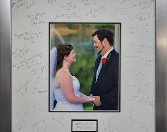 16x20 Signature Mat Kit WITH Frame. Silver, Gold, White and Black. Personalized for your wedding top selling items - Silver Frame 9940