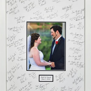 Kit de paspartú Signature de 16 x 20 con marco. Plateado, dorado, blanco y negro. Personalizado para bodas o jubilaciones. Artículo más vendido - Marco blanco 8993