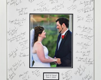 16x20 Signature Mat Kit WITH Frame. Silver, Gold, White and Black. Personalized for wedding or retirement Top Selling Item -White Frame 8993