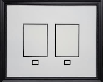 16x20 Signature Mat With Frame. White and Black Silver Mats. Personalized for your wedding or retirement gift.  2 - 5x7 openings- 10608