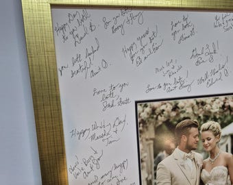 20x24 Signature Mat  WITH Frame. Silver, Gold, White and Black. Personalized for your wedding or event. wedding guest book alternative145-20