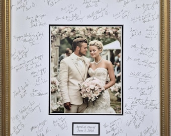 20x24 Signature Mat  WITH Frame. Silver, Gold, White and Black. Personalized for your wedding or event  - 8781