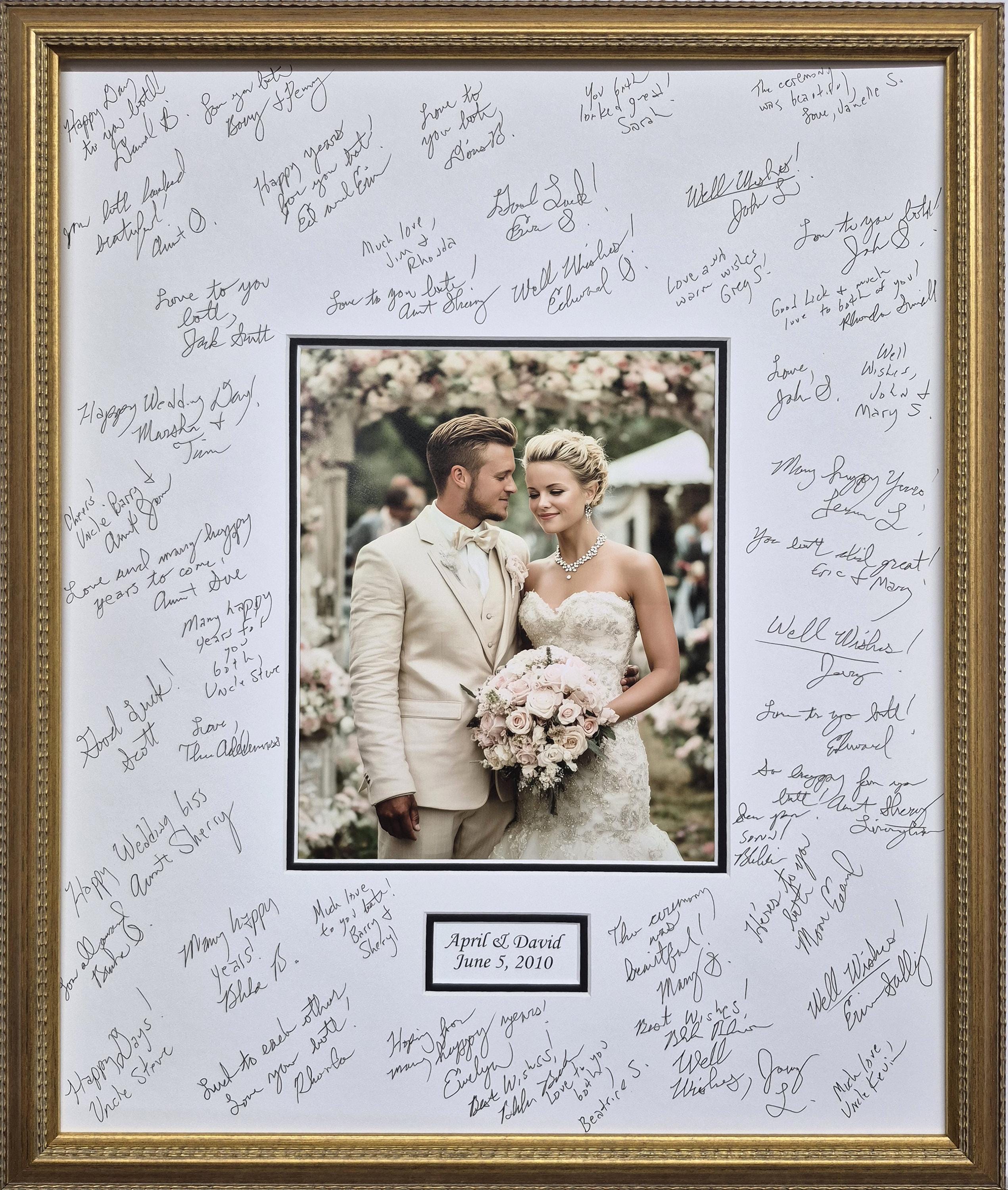 20x24 Signature Mat WITH Frame. Silver, Gold, White and Black. Personalized for your wedding or event. wedding guest book alternative. 8781