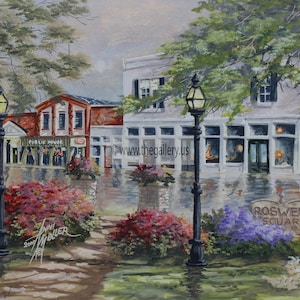 Roswell Georgia Square Public House  -   Original Painting by Anni Moller