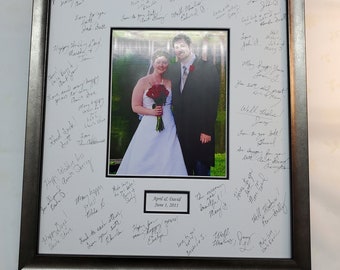 16x20 Signature Mat Kit WITH A Dark Silver Frame. White and Black. Personalized for your wedding or retirement gift. Top Selling Item -11153