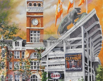 South Carolina Clemson Tigers Print by Anni Moller- Framed and matted