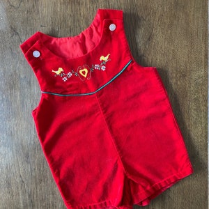 Vintage Embroidered Red Velvet Jumpsuit Romper