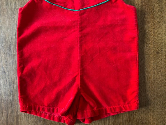 Vintage Embroidered Red Velvet Jumpsuit Romper - image 4