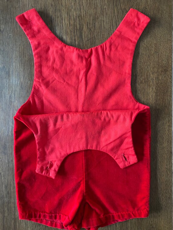 Vintage Embroidered Red Velvet Jumpsuit Romper - image 8