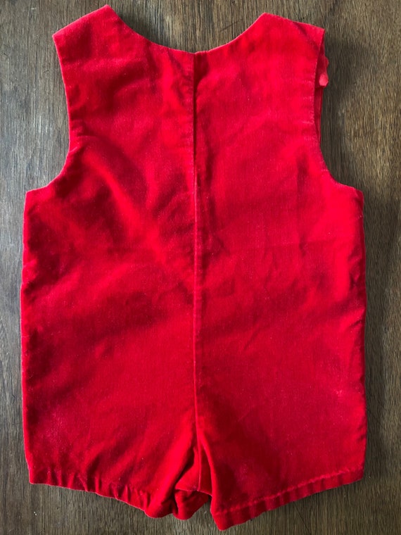 Vintage Embroidered Red Velvet Jumpsuit Romper - image 5