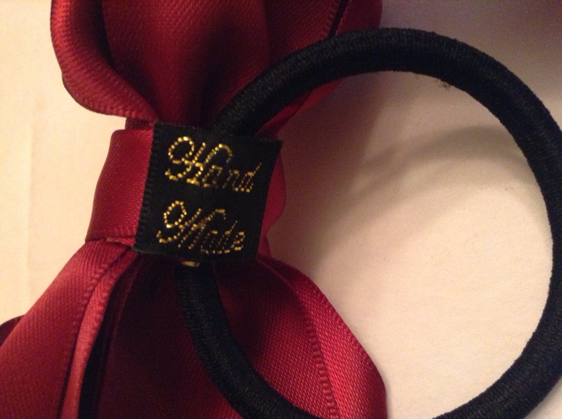 Handmade Dark Red Wine Color Ribbon Bow Hair Tie Accessory Etsy