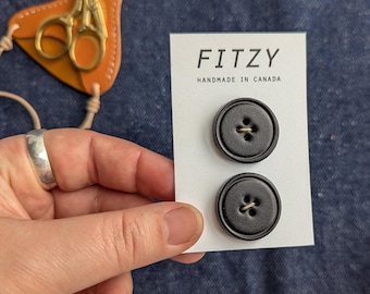 Handmade Leather Buttons, 24mm, Full Grain, Set of 4