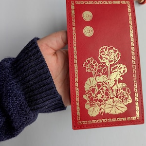 Pochette pour billets en cuir | Pochette rouge porte-bonheur, Hong Bao Ang Pao | Porte-monnaie enveloppe | Paquet de remise des diplômes, cadeau chinois du nouvel an lunaire