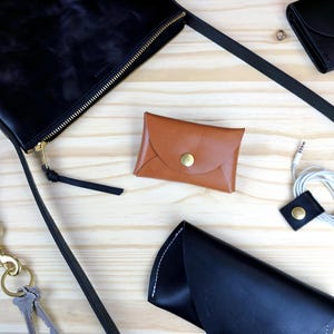 Porte-cartes de visite en cuir - caramel / porte-cartes de visite / portefeuille en cuir / porte-monnaie en cuir / porte-monnaie / porte-monnaie / mini portefeuille