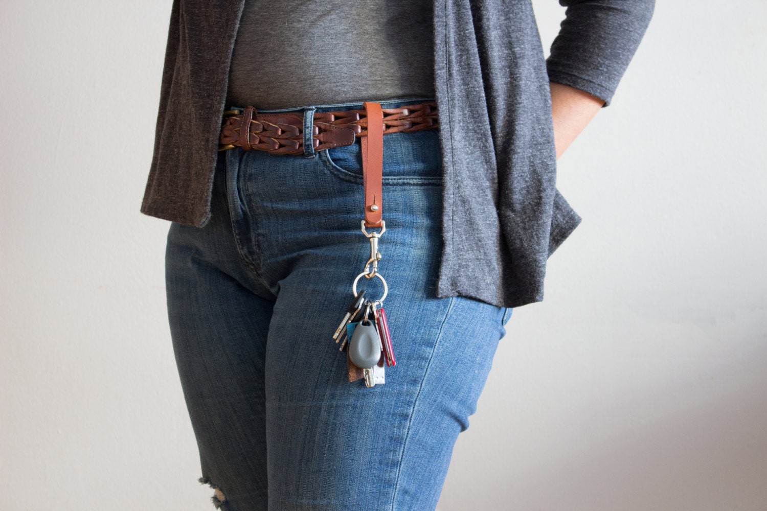 Black Leather Key Lanyard / Keychain / Key Chain / Groomsmen