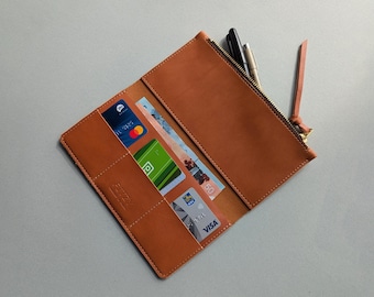 Personalized Leather Traveler's Journal Wallet Insert | Zipper Pocket