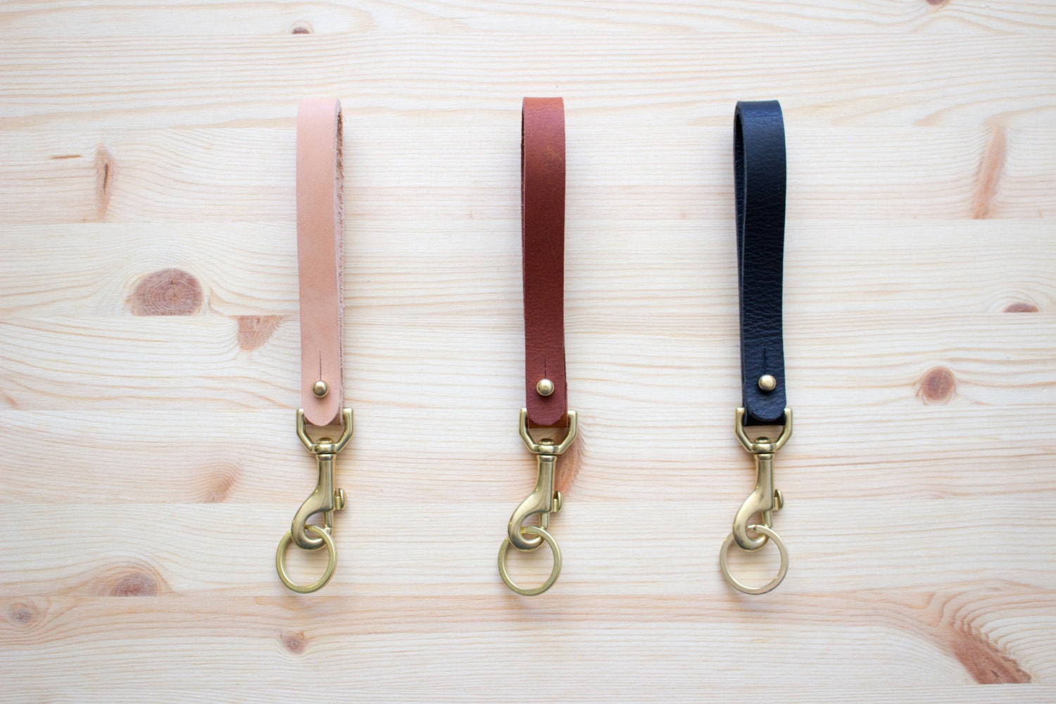 Black Leather Key Lanyard With Brass Hardware - Etsy