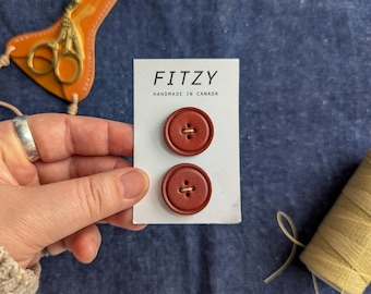 Handmade Full Grain Leather Buttons, 21mm, 4-Pack