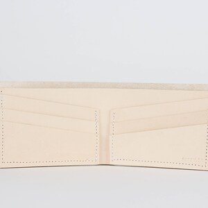 Cartera de cuero para hombre - Cartera Tan Billfold - Monedero hecho a mano - Cartera minimalista - Cuero de grano completo - Regalo de hombre - Cartera Veg Tan - Desnudo imagen 3