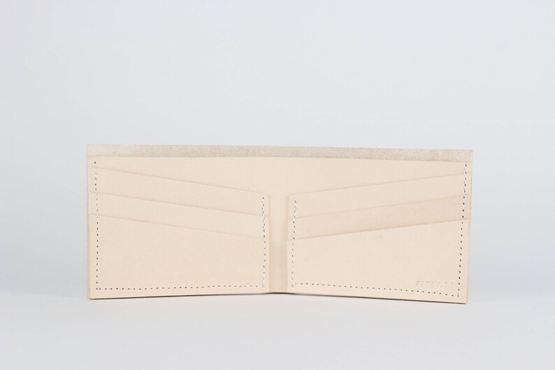 Cartera de cuero para hombre - Cartera Tan Billfold - Monedero hecho a mano - Cartera minimalista - Cuero de grano completo - Regalo de hombre - Cartera Veg Tan - Desnudo imagen 3