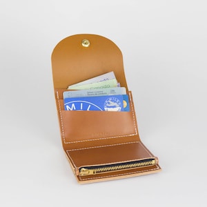 Monedero de cuero marrón - Monedero para mujer - Cartera de cuero para hombre - Cartera minimalista - Cartera hecha a mano - Monedero de cuero veg tan - Curtido vegetal