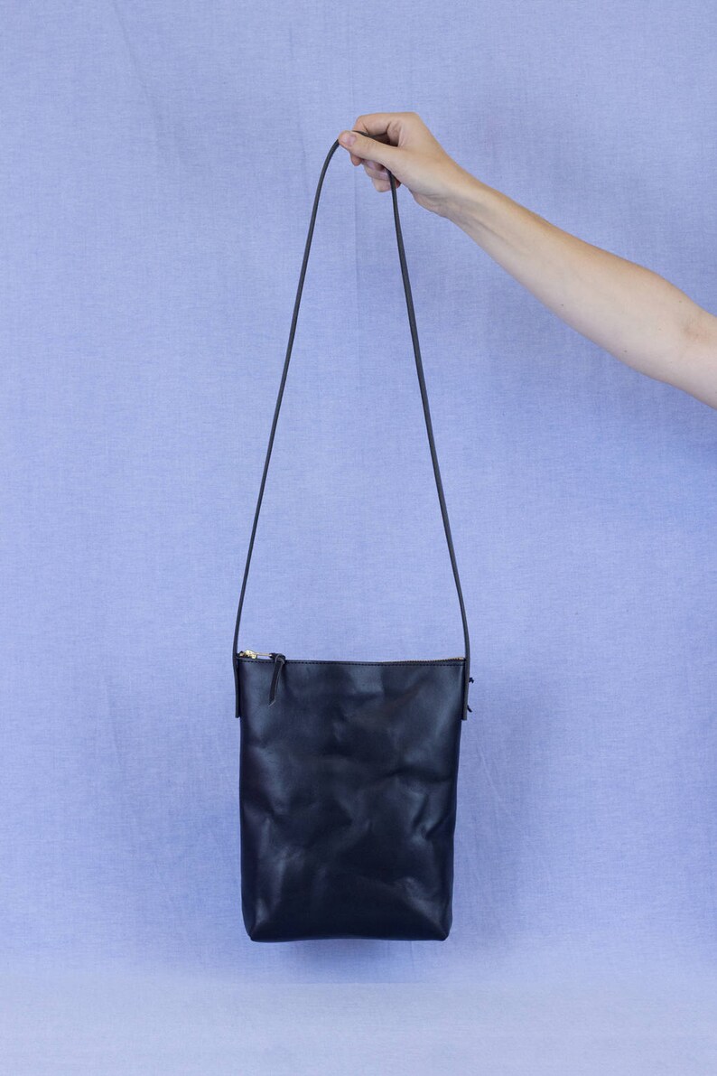Leather Crossbody Purse Black Leather Bag Womens Leather Purse Crossbody Bag Medium Leather Bag image 2