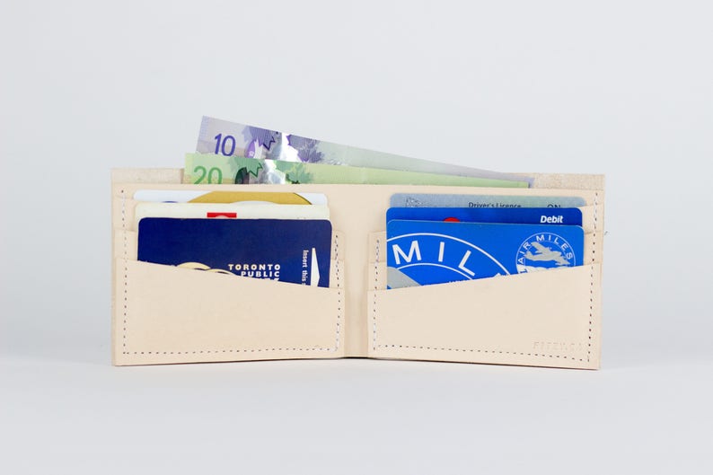 Cartera de cuero para hombre - Cartera Tan Billfold - Monedero hecho a mano - Cartera minimalista - Cuero de grano completo - Regalo de hombre - Cartera Veg Tan - Desnudo imagen 2